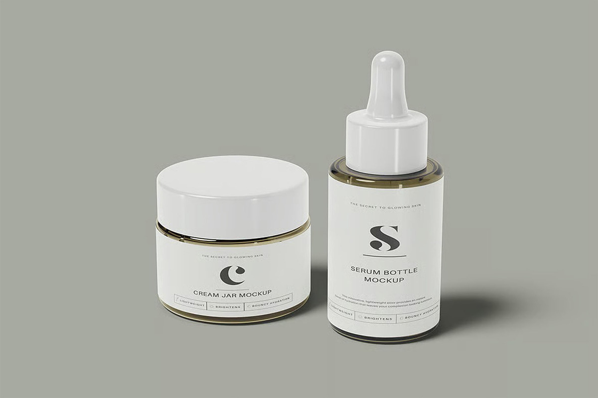 Cosmetic Cream Jar & Dropper Mockup, a Packaging Mockup by zpackcreative (Photo 2 of 5)