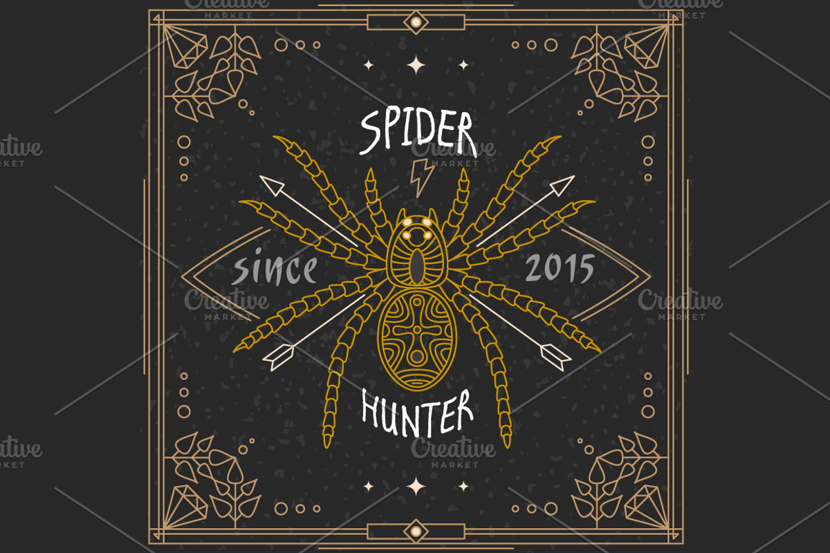Thin line insect label, an Illustration by karnofff