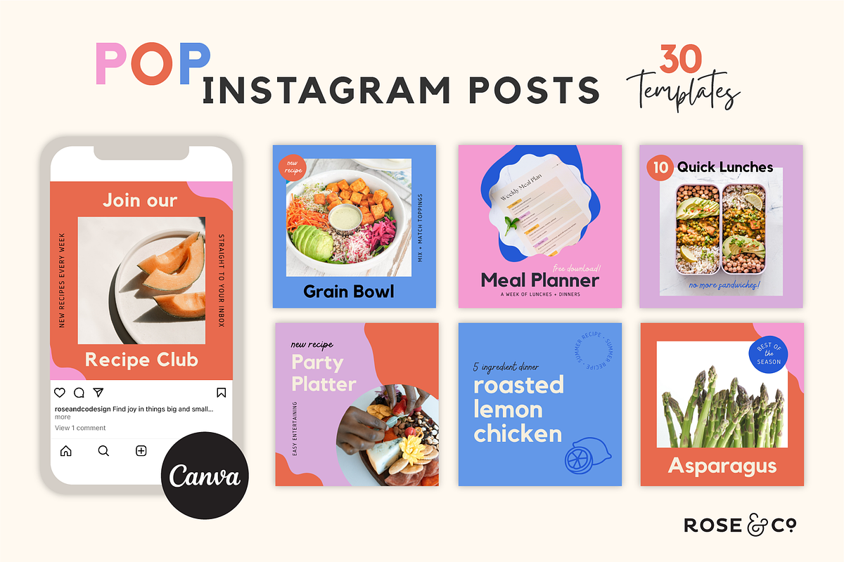 POP Canva Instagram Kit, a Social Media Template by Rose & Co. (Photo 1 of 9)