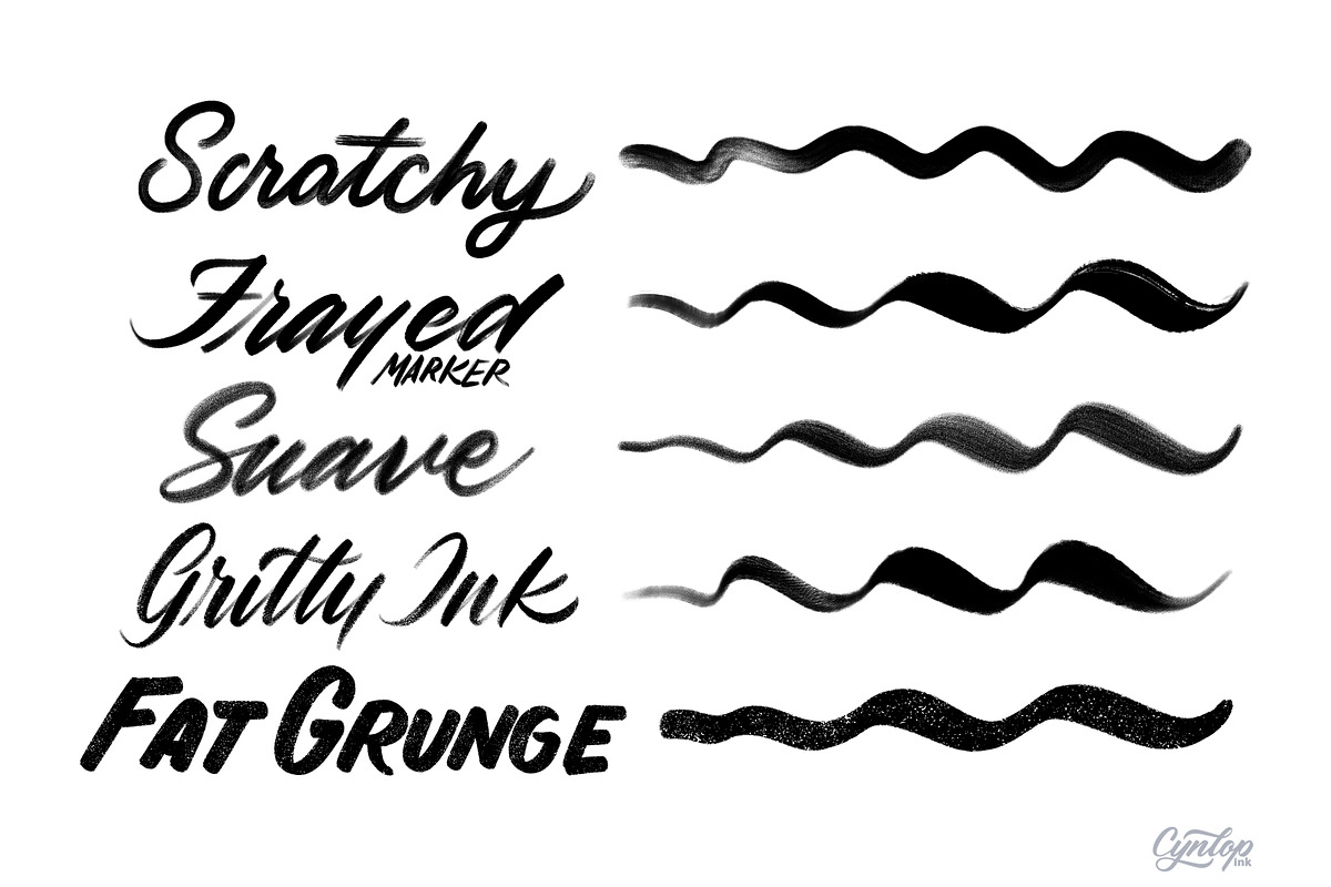 Procreate Lettering Brush Pack 3, a Brush Add-On by Cynlop Ink (Photo 2 of 10)