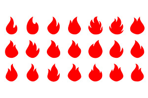 Set of red flame shapes. Minimal, an Object Illustration by GraphiShop