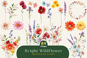 Bright Wildflower Watercolor Clipart, a Decorative Illustration by OKArtHub (Thumbnail 1 of 12)