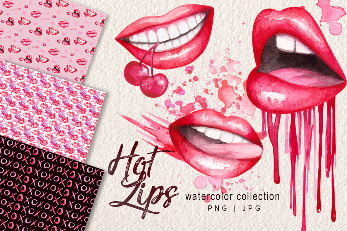 Watercolor Lips Collection, an Illustration by Dapper Dudell (Photo 1 of 7)