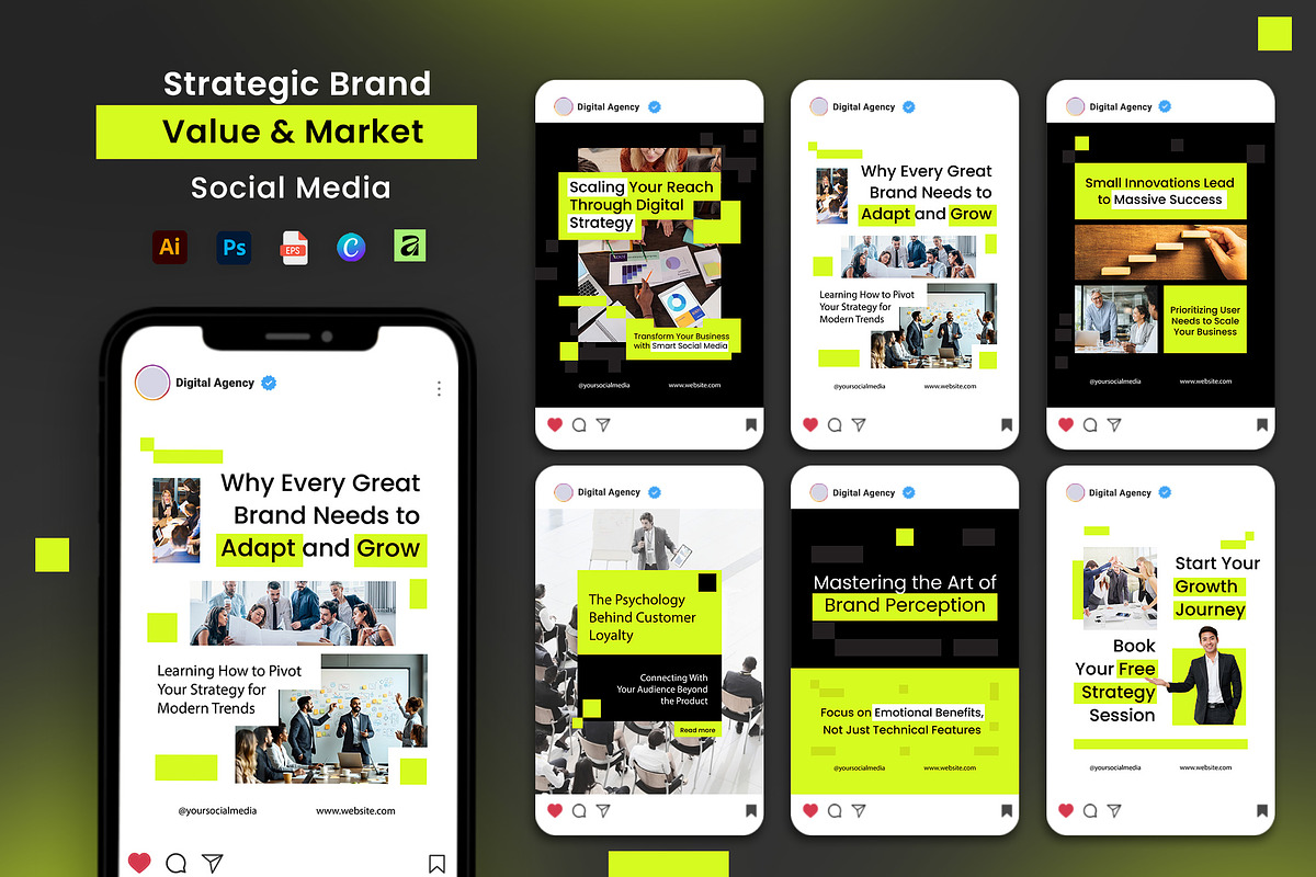 Brand Value & Market + Canva, a Social Media Template by Jiwstudio (Photo 1 of 5)