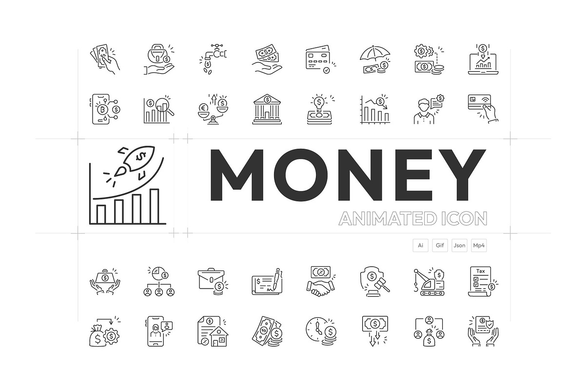 Money Animated Icon Collection, an Outline Icon by Prosymbols (Photo 1 of 4)