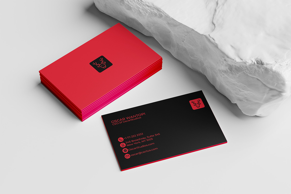 Business Card Red And Black, a Business Card Template by Oskar Wantopi (Photo 1 of 3)