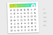 Vacation Line Icons Set, an Outline Icon by Voysla's Shop (Thumbnail 4 of 4)