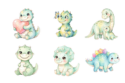 watercolor Baby Dinosaurs cliparts, an Animal Illustration by BerryPieArt (Thumbnail 4 of 4)