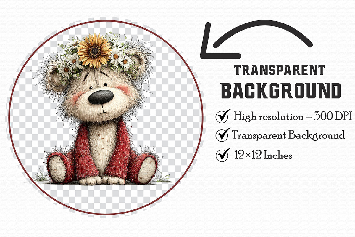 Whimsical Spring Teddy Bear Clipart, an Illustration by Libby Wishes (Photo 3 of 7)