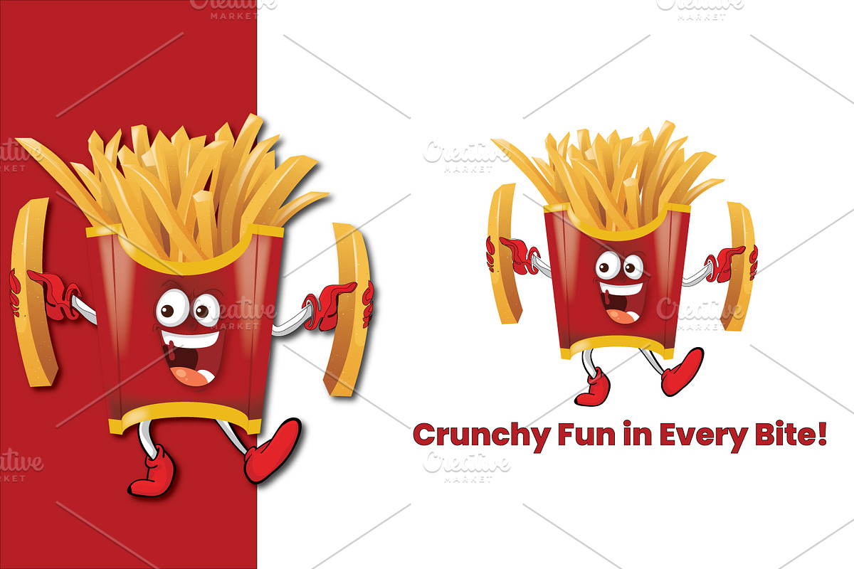 Happy Fries Character Branding logo, a Branding & Logo Template by FusionadCreates (Photo 1 of 2)