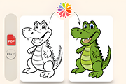 Easy Kids Coloring Pages of Alligato, an Animal Illustration by Design Station (Thumbnail 1 of 3)
