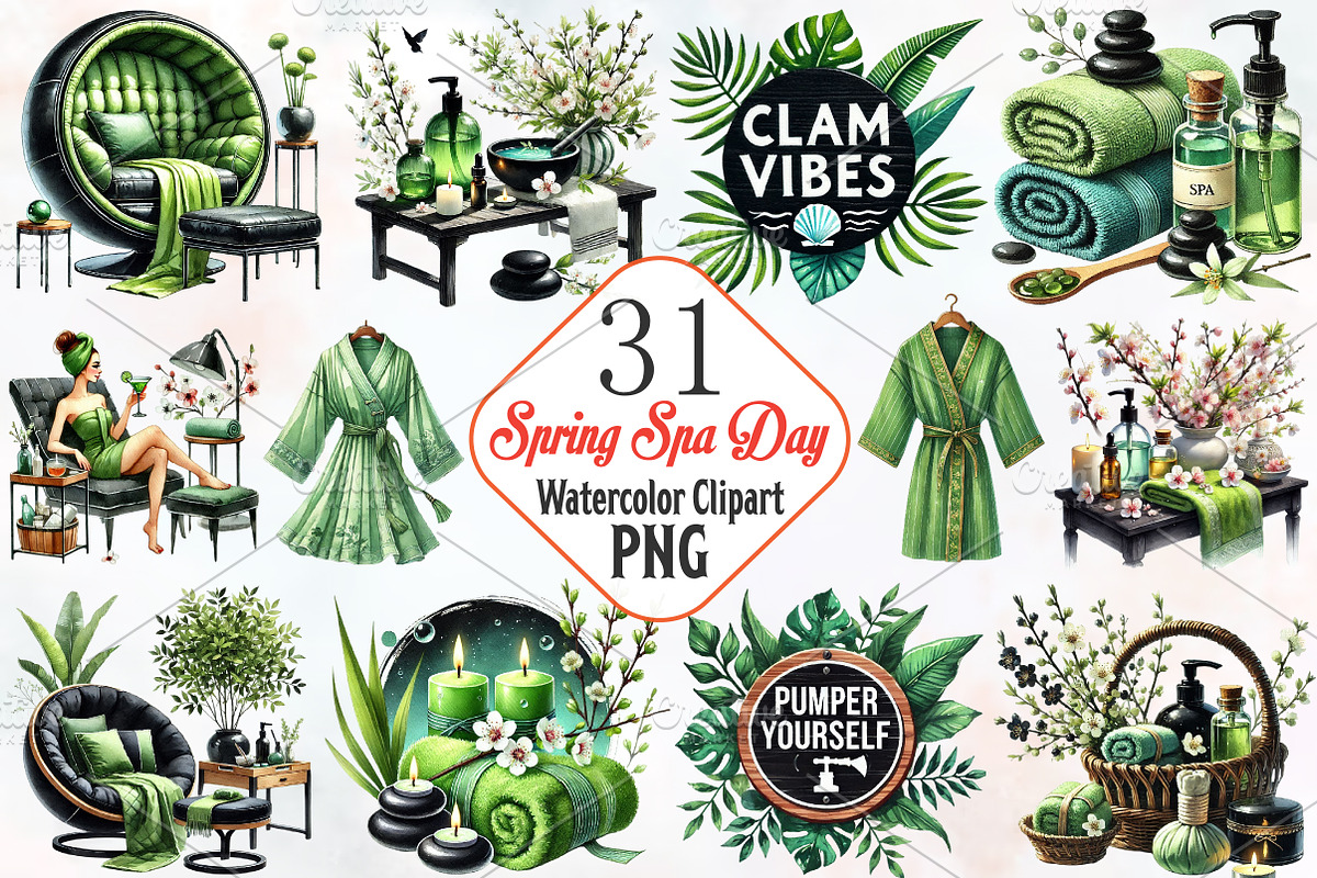 Spring spa day clipart, an Illustration by RobertsArt (Photo 1 of 7)
