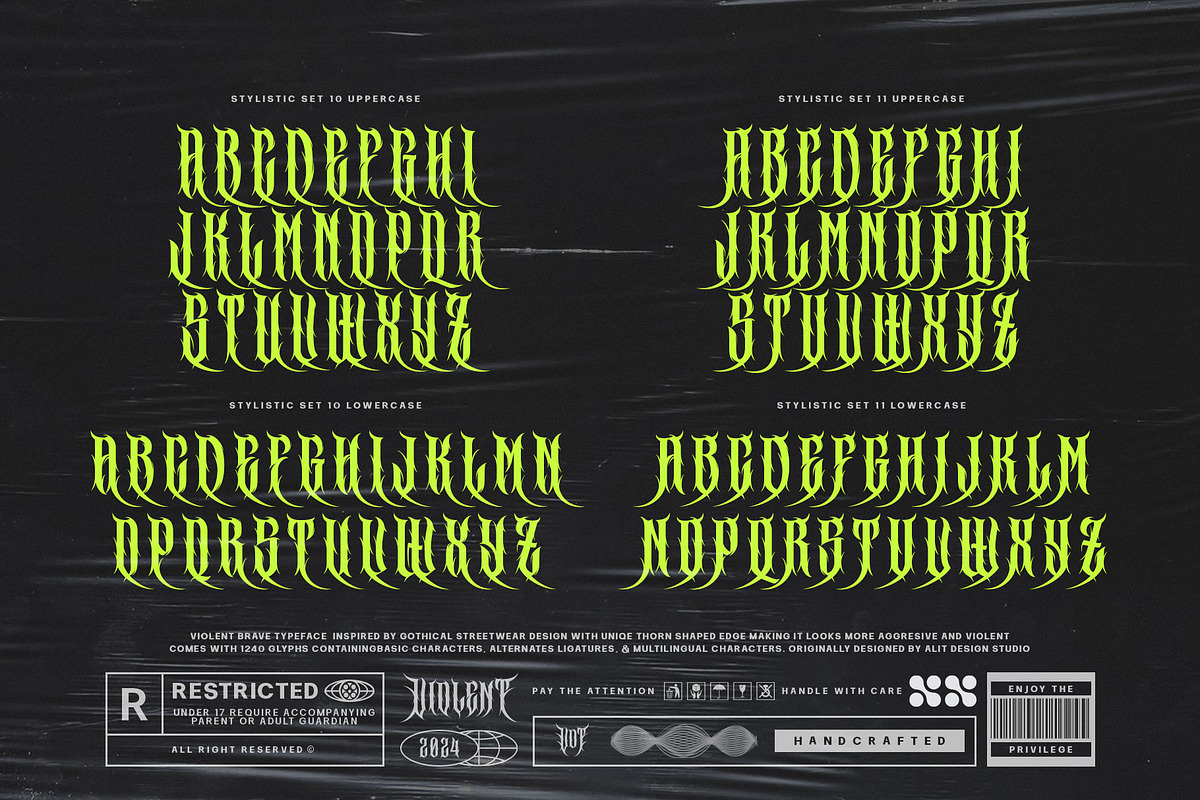 Violent Brave Brutalism Typeface, a Blackletter Font by alit design (Photo 16 of 22)
