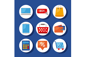 nine ecommerce business icons, an Object Illustration by studiogstock