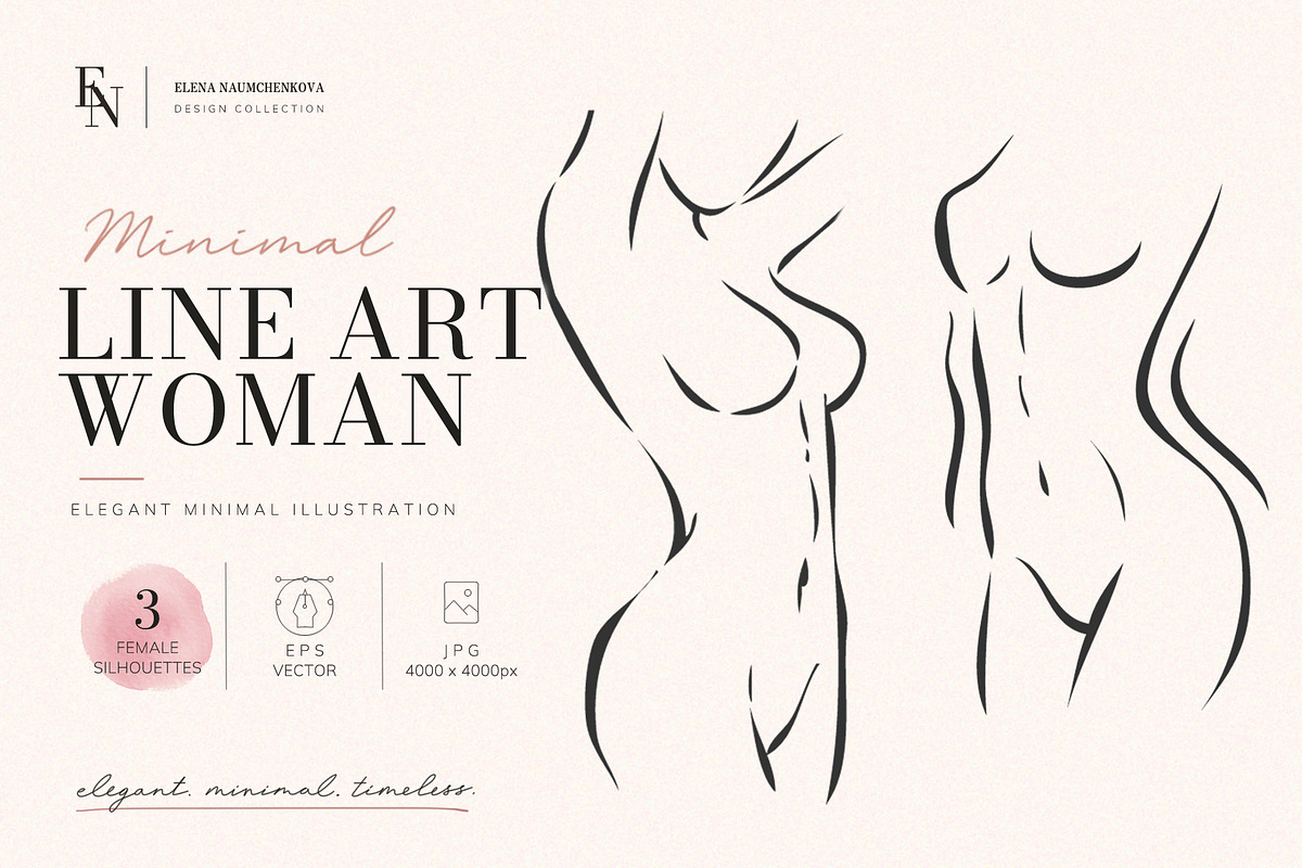 Female Body Line Art Vector Set, an Object Graphic by Elena Naumchenkova (Photo 1 of 3)