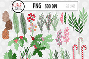 Retro Christmas Flowers Clipart, a Seasonal Illustration by SLS Lines (Thumbnail 4 of 6)