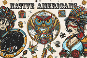 Native Americans old school tattoo, a Background Graphic by intueri (Thumbnail 1 of 8)