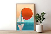 Sunset Sailboat Illustration, a Decorative Illustration by Housui Patterns (Thumbnail 7 of 9)