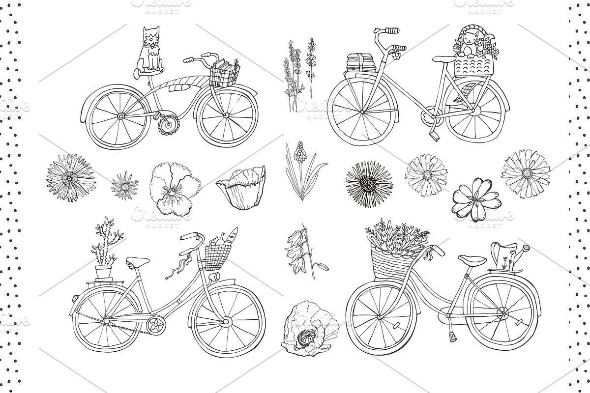 Bicycles with Flowers, a Pattern Graphic by GooseFrol (Photo 3 of 6)