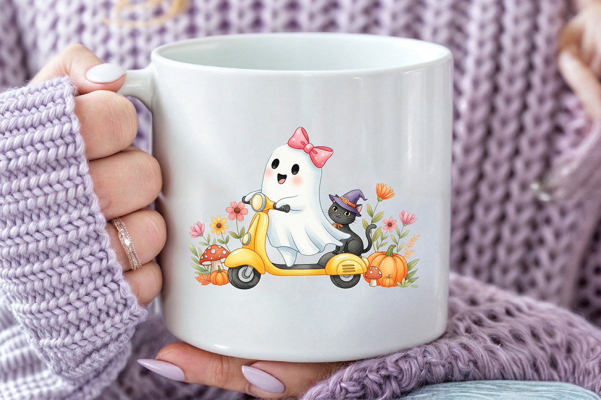 Halloween Fall Cute Ghost Cat Autumn, an Illustration by DreamArtGraphic (Photo 4 of 4)