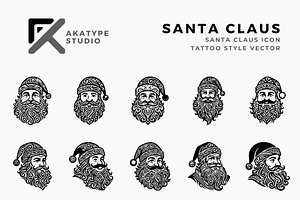 Santa Claus Tattoo Icon, a Solid Icon by Akatype Studio