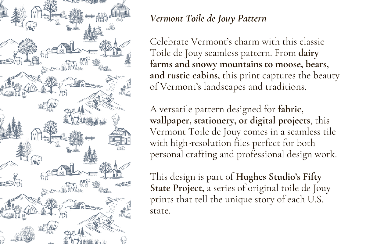 Vermont Toile Pattern Set, a Wallpaper Graphic by Hughes Studio