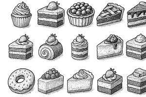 Dessert Bakery Icon Set, an Object Graphic by nikagraphic