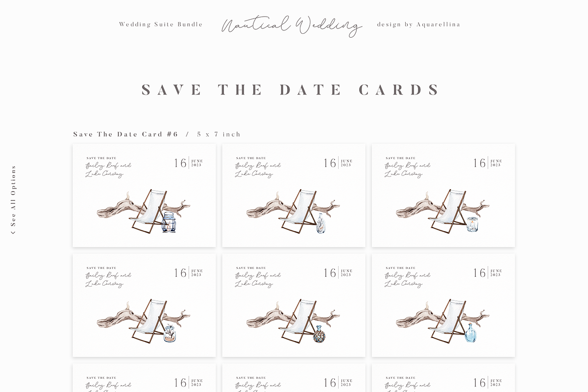 Nautical Wedding Invitations BUNDLE, an Invitation Template by Aquarellina (Photo 13 of 21)