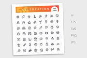 Celebration Line Icons Set, an Outline Icon by Voysla's Shop (Thumbnail 4 of 4)