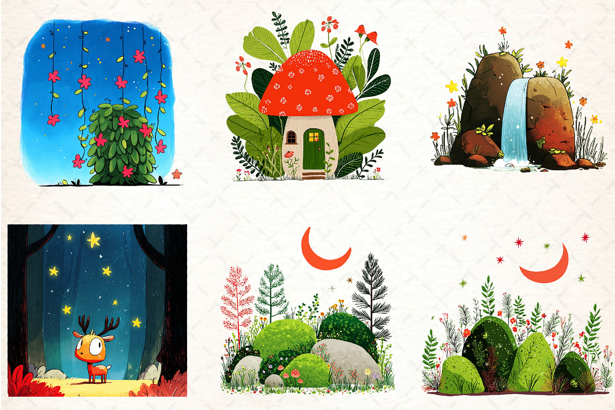 Twilight Glade Clipart, an Illustration by DreamCafeArt (Photo 6 of 7)
