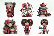 Whimsical Flowers and Girls Clipart, an Illustration by Creative Art (Thumbnail 3 of 11)