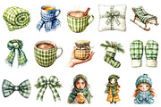 Winter Cozy Green Gingham Clipart, an Illustration by Daily.Designs (Thumbnail 4 of 4)
