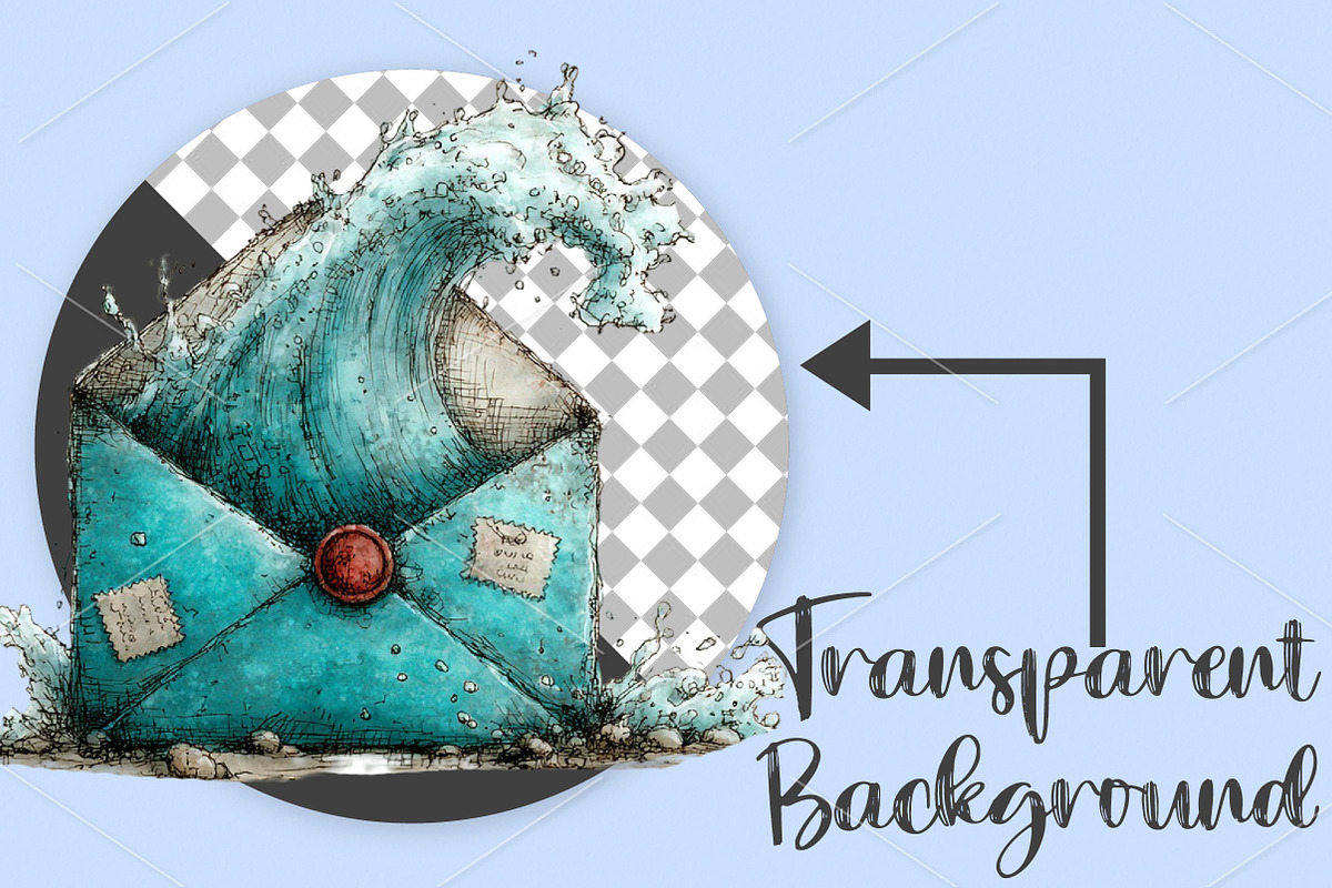 Whimsical Summer Envelope Clipart, an Illustration by Canvas Craft (Photo 2 of 7)