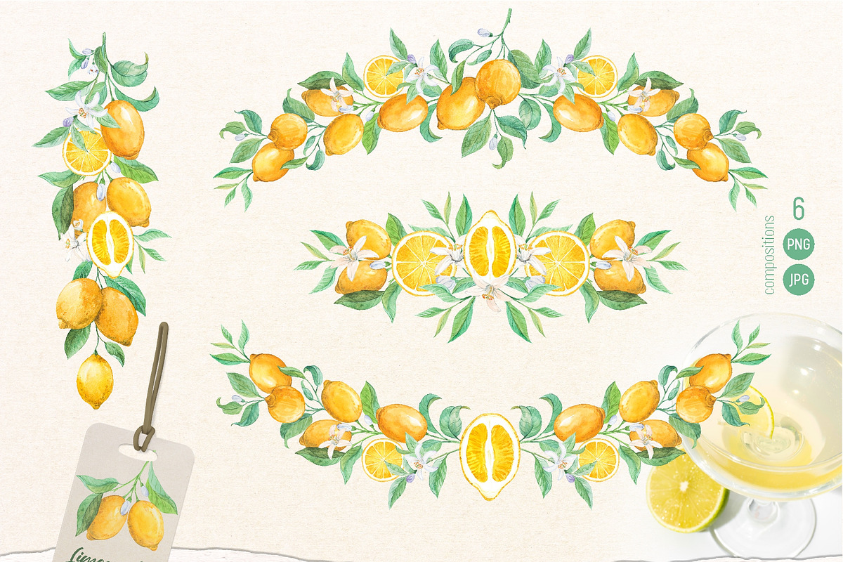 Juicy Lemon. Watercolor set, a Food Illustration by Tata Pilip (Photo 3 of 7)