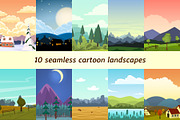 10 seamless cartoon landscapes, an Illustration by SHMEL_Studio (Thumbnail 1 of 5)