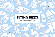 Birds: doves, pigeons fly in sky set, an Animal Illustration by Good Studio (Thumbnail 1 of 4)