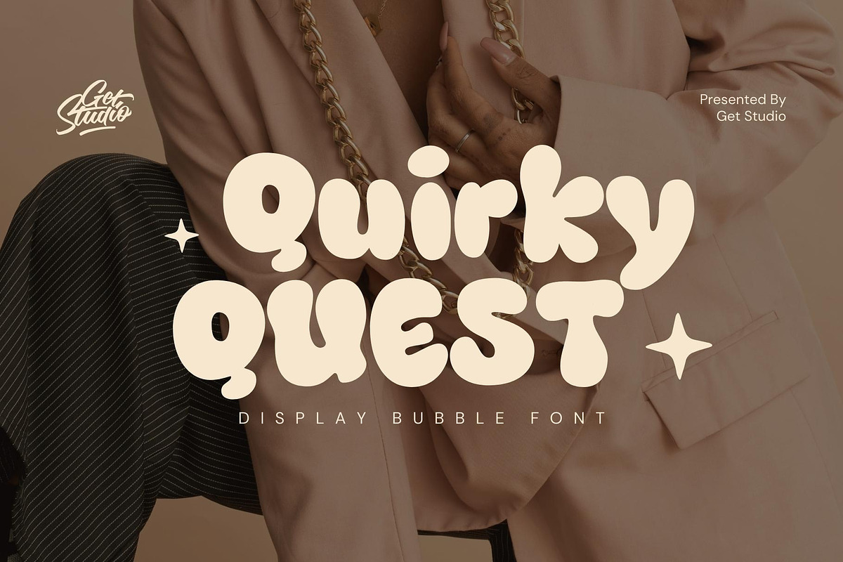 Quirky Quest - Bubble Display Font, a Sans Serif Font by Get Studio (Photo 1 of 9)