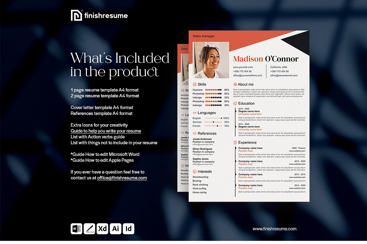 Sales manager resume template, a Resume Template by FinishResume (Photo 5 of 11)