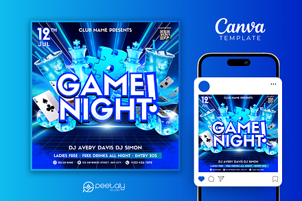 Game Night Flyer Canva Template