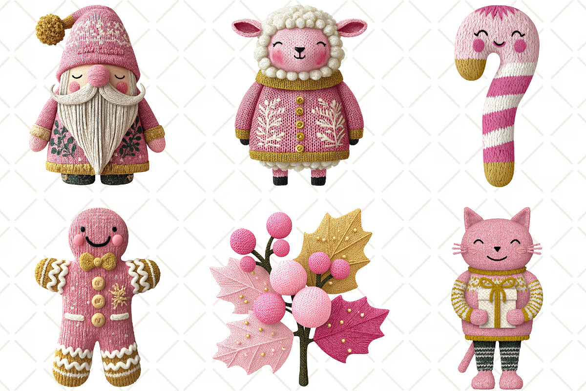 Crochet Christmas Clipart, an Illustration by Black Bird Studio (Photo 3 of 6)
