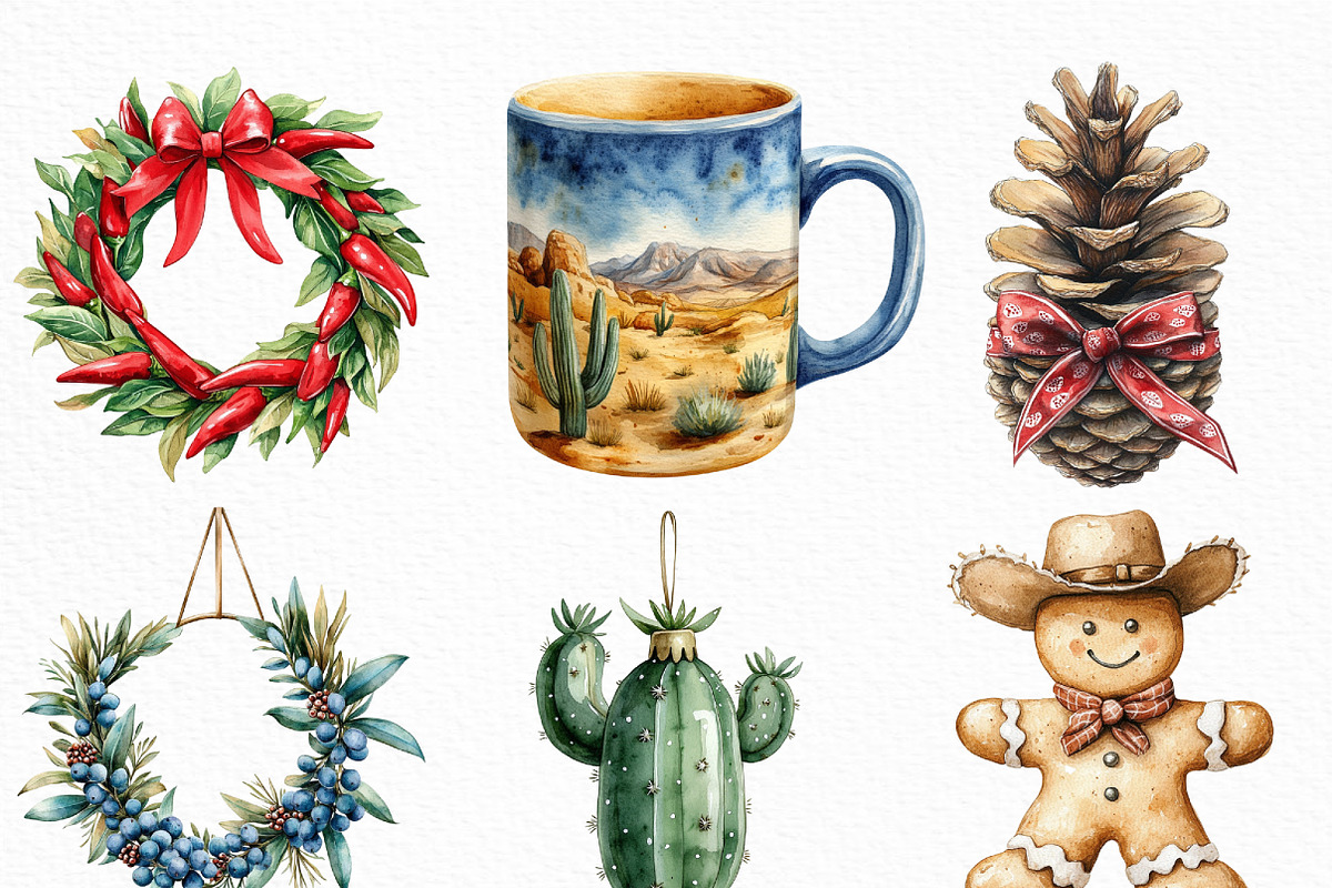 Watercolor Southwestern Christmas, an Illustration by Craft Nest (Photo 5 of 6)