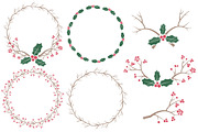 Red & Green Vector Holly & Textures, an Illustration by Amanda Ilkov (Thumbnail 3 of 5)