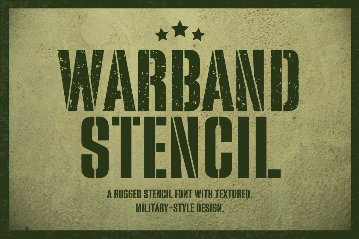Warband – Stencil Font, a Sans Serif Font by Sronstudio (Photo 1 of 12)
