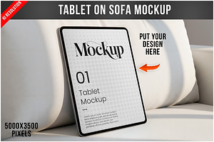 Tablet Mockup on Sofa PSD, an iPad Mockup by Bruno's Shop