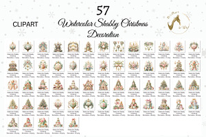 Watercolor Christmas Decor Clipart