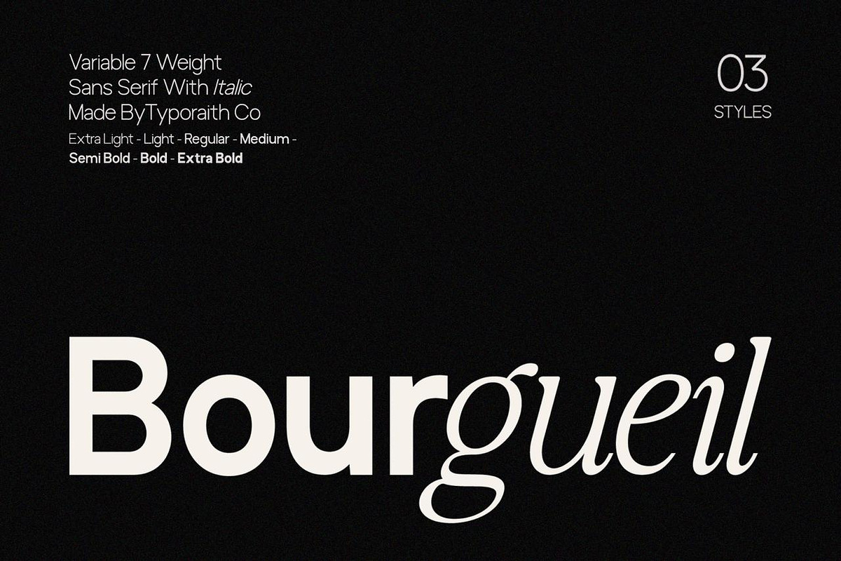 Bourgueil | Variable Sans Serif, a Sans Serif Font by Typoraith Co (Photo 1 of 14)