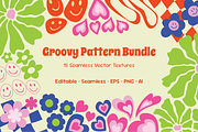 Groovy Seamless Pattern – Vector Set, a Decorative Illustration by Invisual Studio (Thumbnail 1 of 10)
