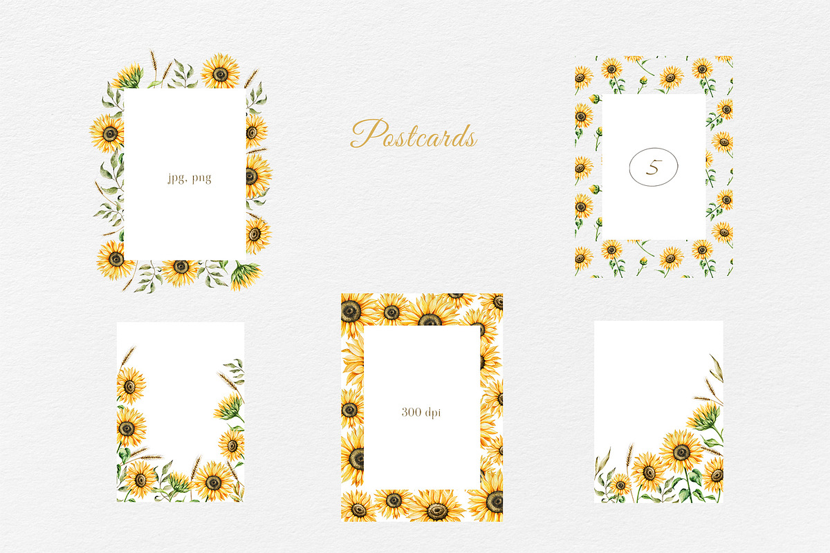 Watercolor Sunflowers Collection, a Seasonal Illustration by Navenzeles (Photo 9 of 12)