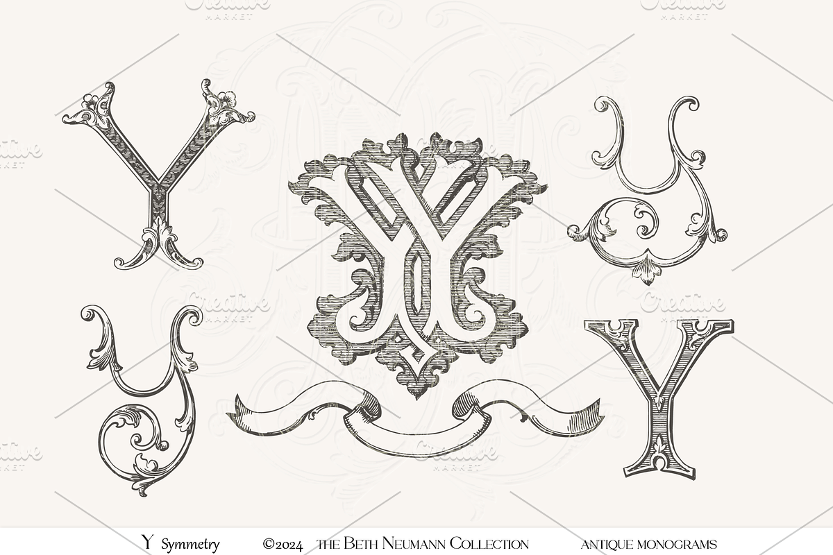 Antique Vintage Monogram Initial Y, an Object Graphic by Antique Monograms (Photo 1 of 4)