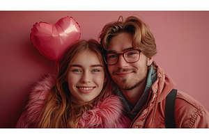 Couple with heart-shaped balloons on, a Person Photo by ZinetroN